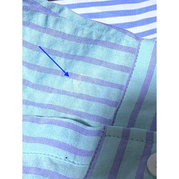 BKE Boyfriend Button Shirt Colorblock Coastal Blue Green Striped Womens M Tag - Picture 12 of 12